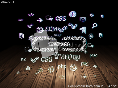 Image of Web development concept: Link in grunge dark room