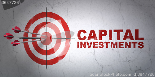 Image of Currency concept: target and Capital Investments on wall background