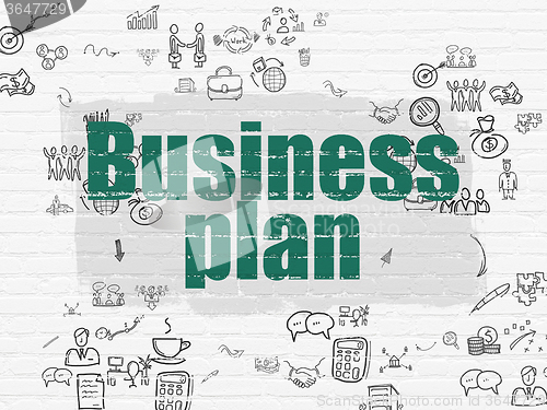 Image of Finance concept: Business Plan on wall background