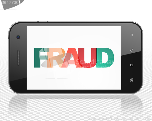 Image of Protection concept: Smartphone with Fraud on  display