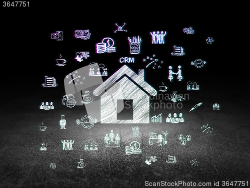 Image of Finance concept: Home in grunge dark room