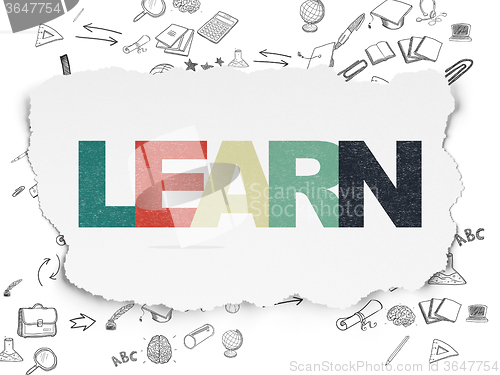 Image of Learning concept: Learn on Torn Paper background