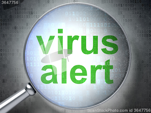 Image of Security concept: Virus Alert with optical glass