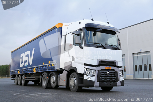 Image of White Renault Trucks T Semi on Asphalt Yard