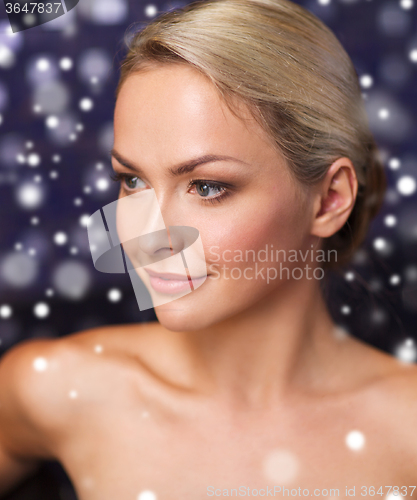 Image of close up of young woman at bath or sauna