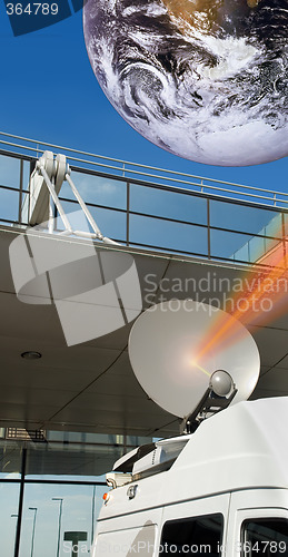 Image of Upload satellite dish and globe