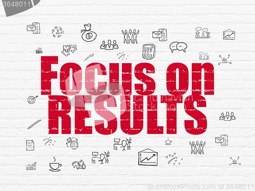 Image of Finance concept: Focus on RESULTS on wall background