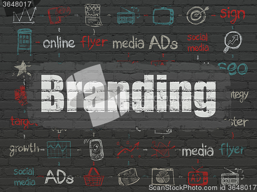 Image of Marketing concept: Branding on wall background