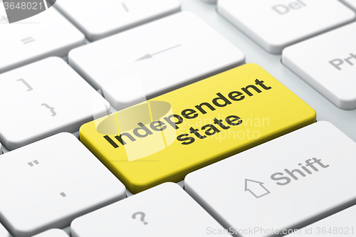 Image of Political concept: Independent State on computer keyboard background