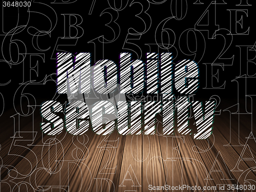 Image of Protection concept: Mobile Security in grunge dark room