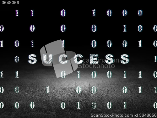 Image of Finance concept: Success in grunge dark room