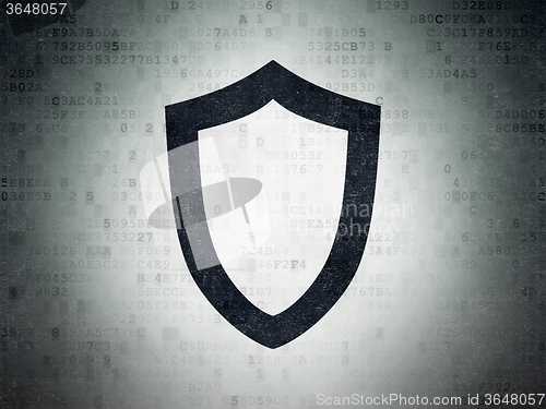 Image of Security concept: Contoured Shield on Digital Paper background