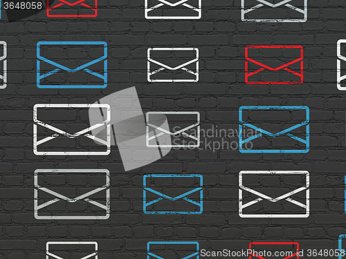 Image of Business concept: Email icons on wall background