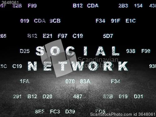 Image of Social network concept: Social Network in grunge dark room