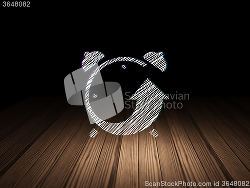 Image of Timeline concept: Alarm Clock in grunge dark room