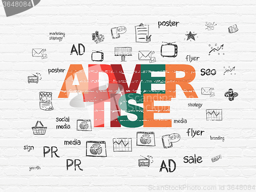 Image of Marketing concept: Advertise on wall background