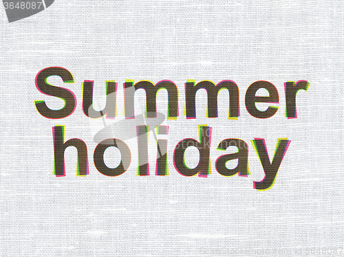 Image of Vacation concept: Summer Holiday on fabric texture background
