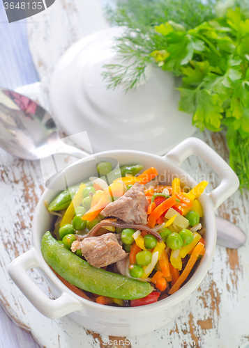 Image of baked vegetables with meat
