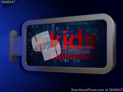 Image of Education concept: Kids Education and Head With Gears on billboard background
