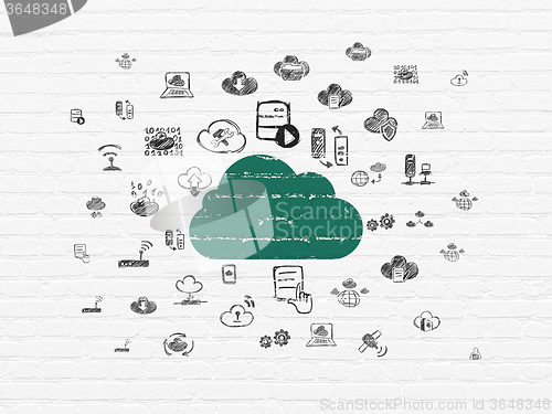 Image of Cloud computing concept: Cloud on wall background