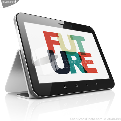 Image of Timeline concept: Tablet Computer with Future on  display