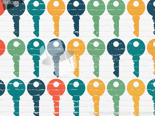 Image of Protection concept: Key icons on wall background