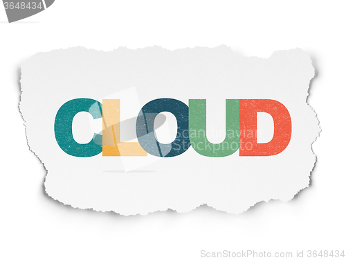 Image of Cloud computing concept: Cloud on Torn Paper background