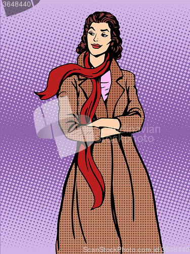 Image of Beautiful woman coats winter autumn