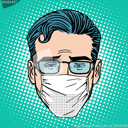 Image of Retro Emoji sore virus infection medical mask face man