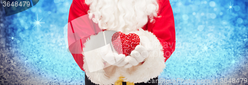 Image of close up of santa claus with heart shape