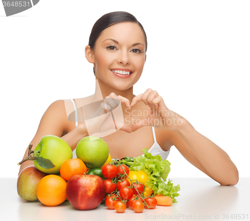 Image of woman with fruits and vegetables