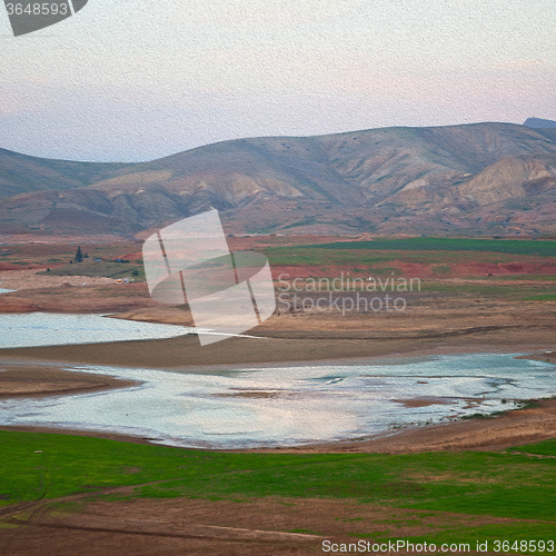 Image of pond and lake in the mountain morocco land 