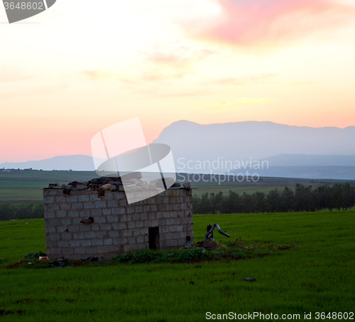 Image of mountain in morocco africa lans and red sunrise