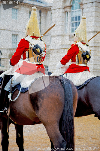 Image of in london england horse and cavalry for    the queen