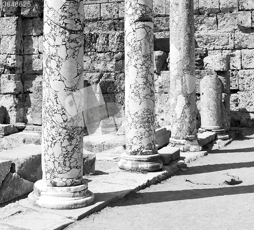 Image of perge old construction in asia turkey the column  and the roman 