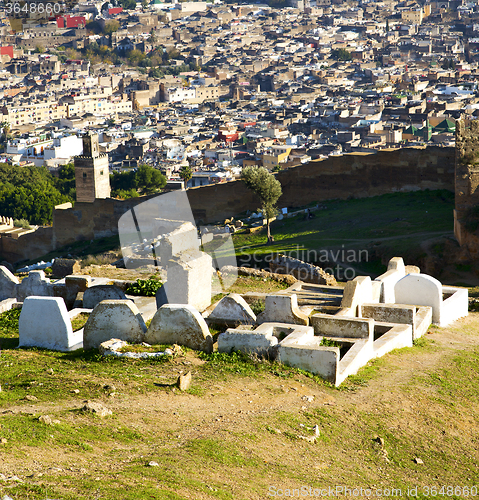 Image of from high in the village morocco africa field and constructions