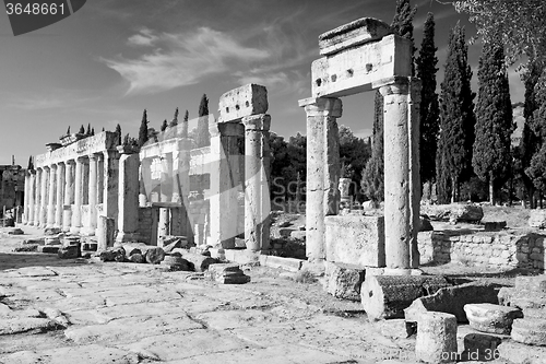 Image of  anatolia pamukkale    old construction in asia turkey the colum