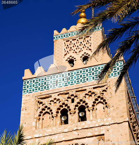 Image of history in maroc africa  minaret religion and the blue     sky