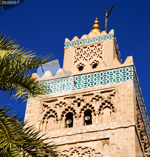 Image of history in maroc africa  minaret religion and the blue     sky