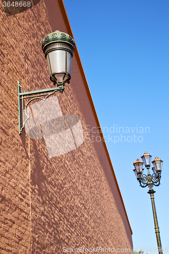 Image of  street lamp in morocco africa   decoration  brick