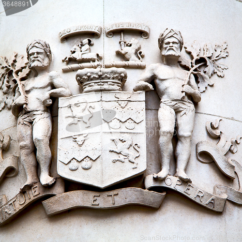 Image of england  historic   marble and statue in old city of london 