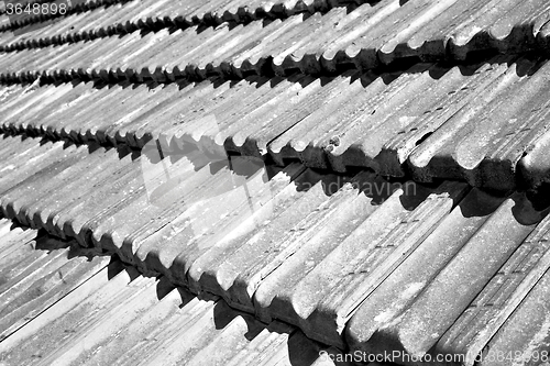 Image of old roof in italy the line and texture of diagonal architecture