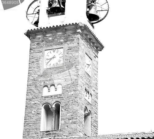 Image of  building  clock tower in italy europe old  stone and bell
