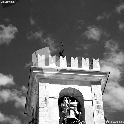 Image of  building  clock tower in italy europe old  stone and bell