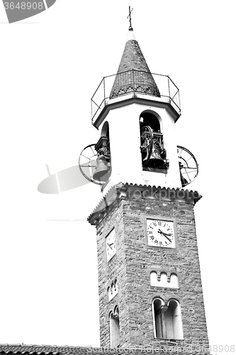 Image of  building  clock tower in italy europe old  stone and bell