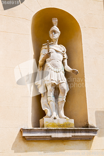 Image of marble in old historical construction italy  and statue