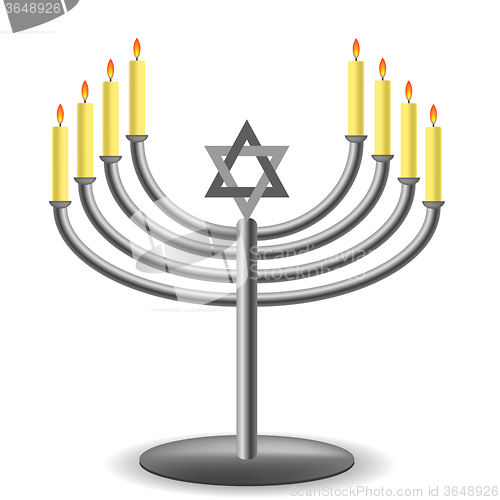 Image of Menorah with Burninng Candles