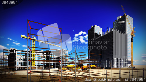 Image of construction site at sunset