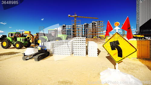 Image of construction site at sunset