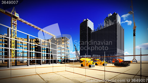 Image of construction site at sunset